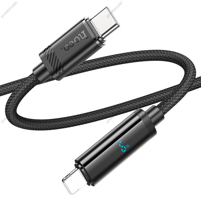 PD Кабель HOCO U127 Power PD charging data cable Type-C Lightning 1,2m. Black