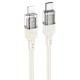 PD Кабель HOCO U129 Spirit transparent charging data cable Type-C Lightning 1,2m. Beige
