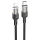 PD Кабель HOCO U129 Spirit transparent charging data cable Type-C Lightning 1,2m. Black