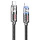 PD Кабель HOCO U122 Lantern Transparent Discovery Edition charging data cable Type-C Lightning 1,2m. Black