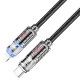 PD Кабель HOCO U122 Lantern Transparent Discovery Edition charging data cable Type-C Lightning 1,2m. Black