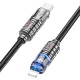 PD Кабель HOCO U122 Lantern Transparent Discovery Edition charging data cable Type-C Lightning 1,2m. Black
