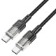 Кабель HOCO U129 Spirit transparent charging data cable Type-C to Type-C 60W 3A 1.2m Black