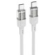 Кабель HOCO U129 Spirit transparent charging data cable Type-C to Type-C 60W 3A 1.2m Grey