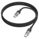 Кабель HOCO U129 Spirit transparent charging data cable Type-C to Type-C 60W 3A 1.2m Black