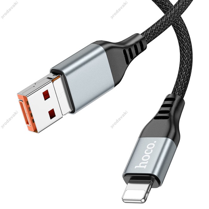 PD Кабель HOCO U128 Viking 2-in-1 charging data cable USB / Type-C to Lightning 1.2m Black