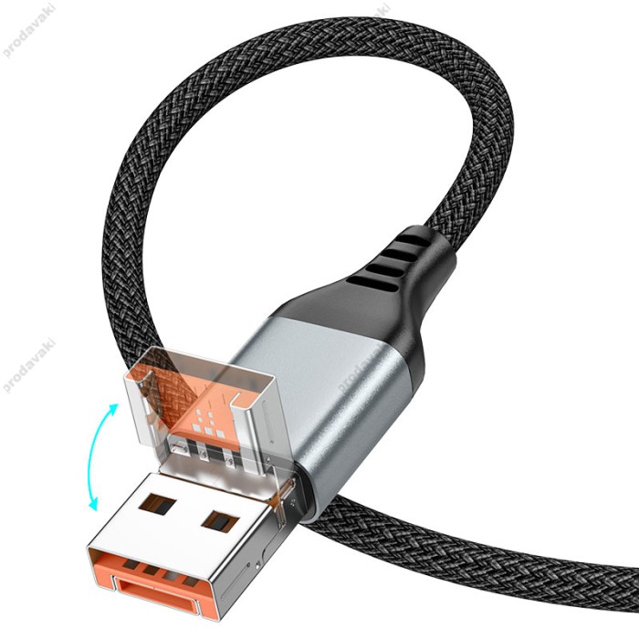 PD Кабель HOCO U128 Viking 2-in-1 charging data cable USB / Type-C to Lightning 1.2m Black