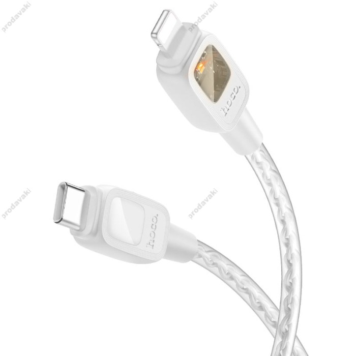 PD Кабель HOCO U124 Stone PD silicone intelligent power-off charging data cable Type-C Lightning 27W 1,2m. Gray