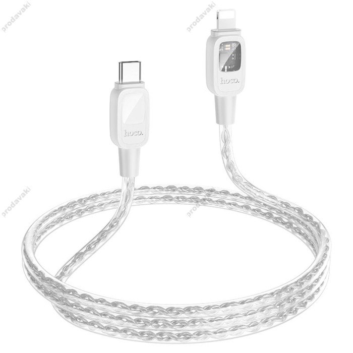 PD Кабель HOCO U124 Stone PD silicone intelligent power-off charging data cable Type-C Lightning 27W 1,2m. Gray