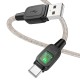 Кабель HOCO U124 Stone PD silicone intelligent power-off charging data cable USB to Type-C 3A 1.2m Black