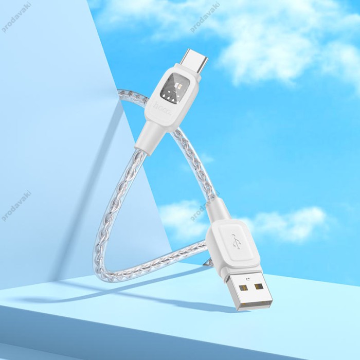 Кабель HOCO U124 Stone PD silicone intelligent power-off charging data cable USB to Type-C 3A 1.2m Grey