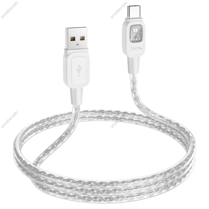 Кабель HOCO U124 Stone PD silicone intelligent power-off charging data cable USB to Type-C 3A 1.2m Grey
