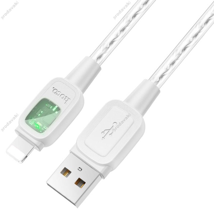 PD Кабель HOCO U124 Stone PD silicone intelligent power-off charging data cable USB Lightning 1,2m Grey
