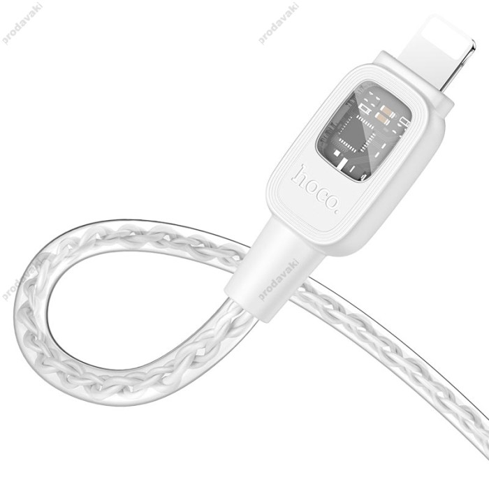 PD Кабель HOCO U124 Stone PD silicone intelligent power-off charging data cable USB Lightning 1,2m Grey