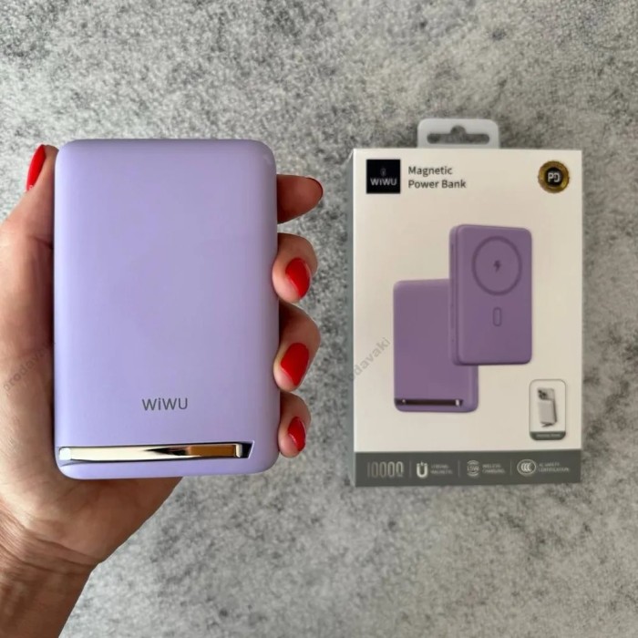 Повербанк портативний акумулятор Power Bank Wiwu Wi-P043 MagSafe магнітний 20W 10000 mAh Purple