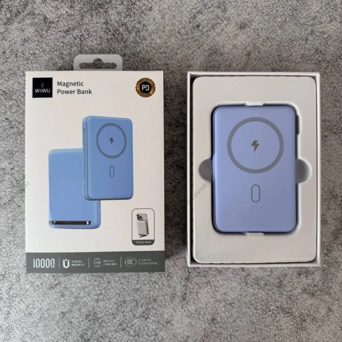 Повербанк портативний акумулятор Power Bank Wiwu Wi-P043 MagSafe магнітний 20W 10000 mAh Blue