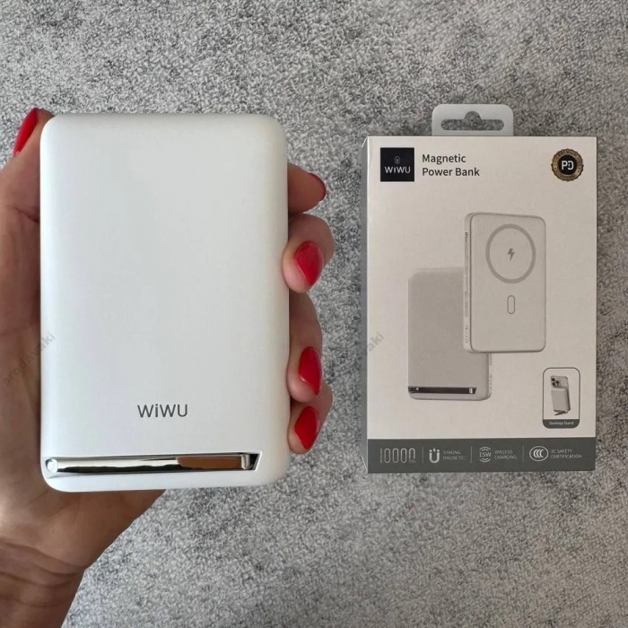 Повербанк портативний акумулятор Power Bank Wiwu Wi-P043 MagSafe магнітний 20W 10000 mAh White