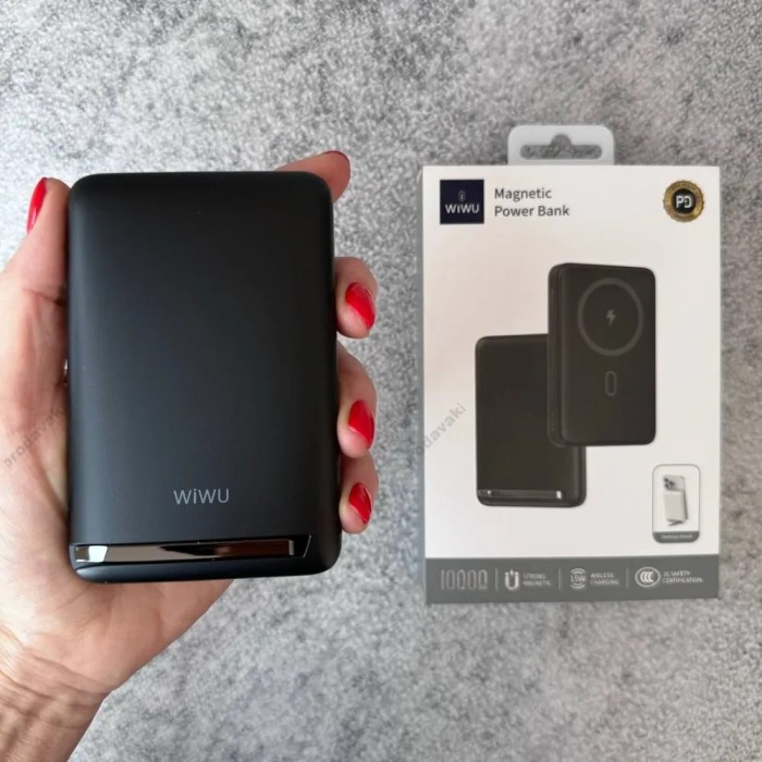 Повербанк портативний акумулятор Power bank Wiwu Wi-P043 MagSafe магнітний 20W 10000 mAh Black