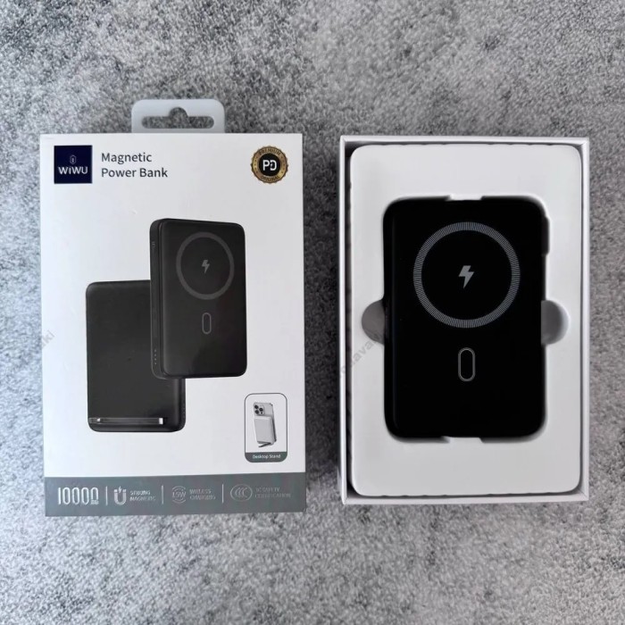Повербанк портативний акумулятор Power bank Wiwu Wi-P043 MagSafe магнітний 20W 10000 mAh Black