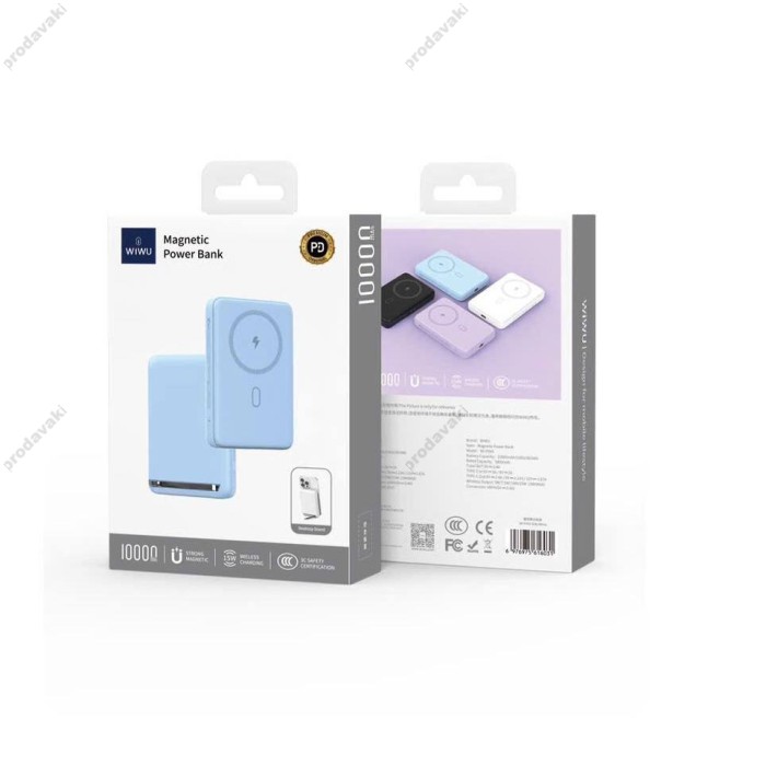 Повербанк портативний акумулятор Power Bank Wiwu Wi-P043 MagSafe магнітний 20W 10000 mAh Blue