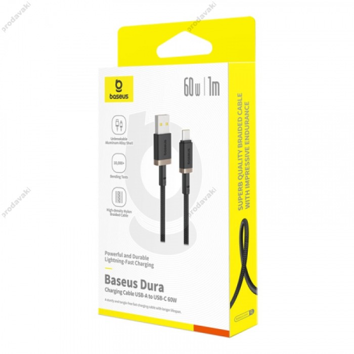 Кабель Baseus Dura Series USB to Type-C 60W 3A 1m Black-gold P10377802U01-00