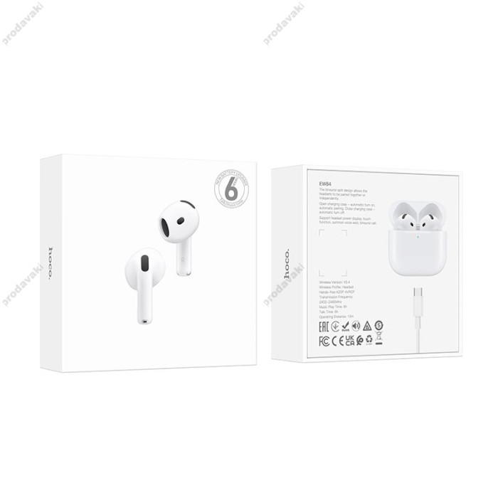 Бездротові Bluetooth навушники Hoco EW84 True wireless stereo headset BT 5.4 White