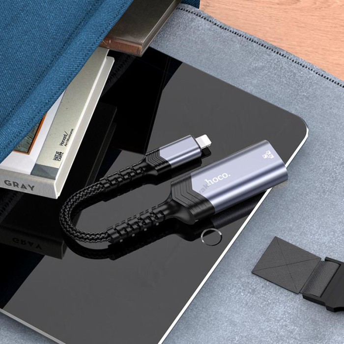 Мережевий адаптер Hoco UA26 ethernet adapter Lightning to RJ45 100 Mbps 0.125m Black