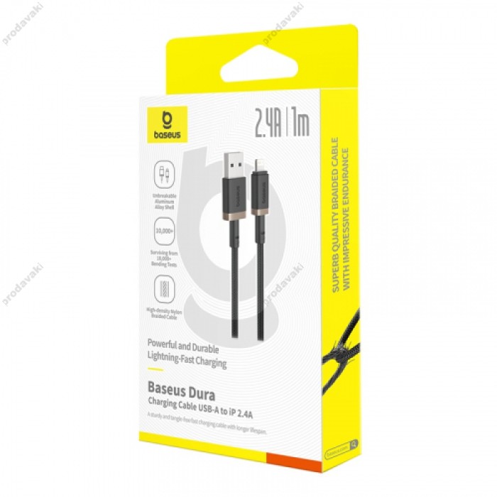 USB кабель Baseus Dura Series USB to Lightning 2.4A 1m Black-gold P10377801U01-00