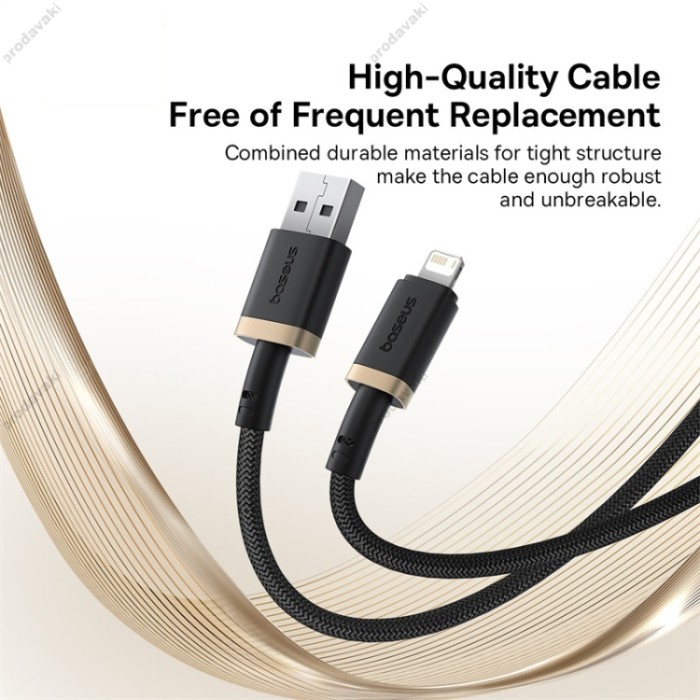 USB кабель Baseus Dura Series USB to Lightning 2.4A 1m Black-gold P10377801U01-00