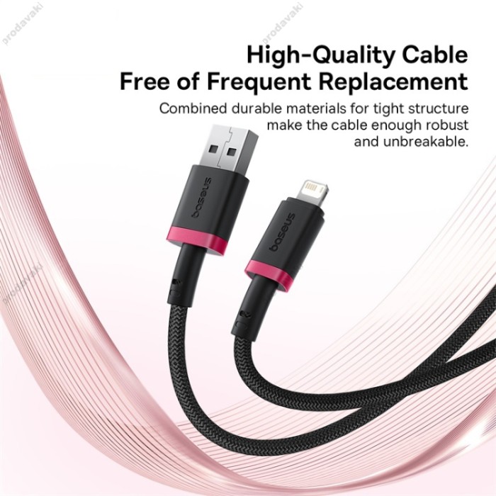 USB кабель Baseus Dura Series USB to Lightning 2.4A 1m Black-red P10377801U01-01