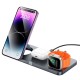 Бездротовий зарядний пристрій HOCO CQ22 Outstanding 3-in-1 desktop folding magnetic wireless fast charger 15W metal-grey
