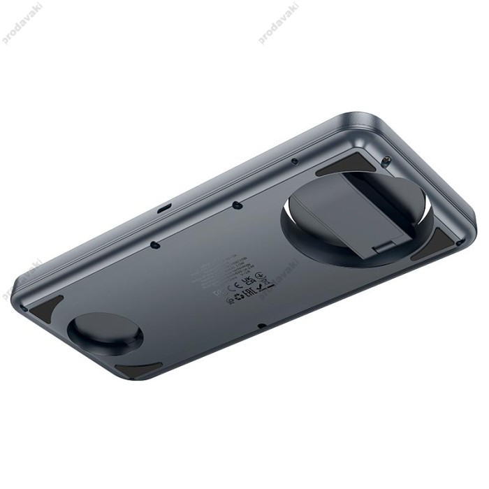 Бездротовий зарядний пристрій HOCO CQ22 Outstanding 3-in-1 desktop folding magnetic wireless fast charger 15W metal-grey
