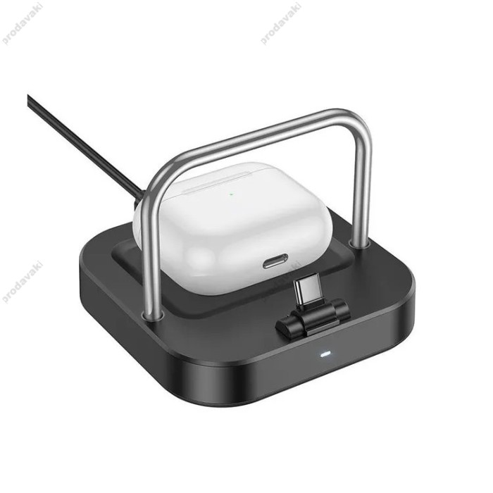 Бездротовий зарядний пристрій Hoco CQ16A Astute 3-in-1 desktop + watch charger Black