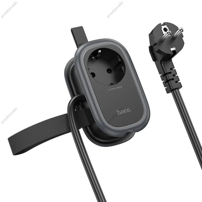 Подовжувач мережевий фільтр Hoco NS7 Sharp 1 position (PD20W / 1C2A) desktop socket (EU / GER) Black