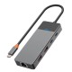 USB-Хаб Wiwu A923RPT Linker Hub 9в1 Type-C to 2xUSB 3.1+2USB 2.0+USB-C+RJ45+SD+TF+PD Grey