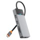 USB-Хаб Wiwu A923RPT Linker Hub 9в1 Type-C to 2xUSB 3.1+2USB 2.0+USB-C+RJ45+SD+TF+PD Grey