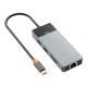 USB-Хаб Wiwu A923RPT Linker Hub 9в1 Type-C to 2xUSB 3.1+2USB 2.0+USB-C+RJ45+SD+TF+PD Grey