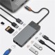 USB-Хаб Wiwu A923RPT Linker Hub 9в1 Type-C to 2xUSB 3.1+2USB 2.0+USB-C+RJ45+SD+TF+PD Grey