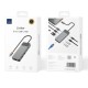 USB-Хаб Wiwu A923RPT Linker Hub 9в1 Type-C to 2xUSB 3.1+2USB 2.0+USB-C+RJ45+SD+TF+PD Grey