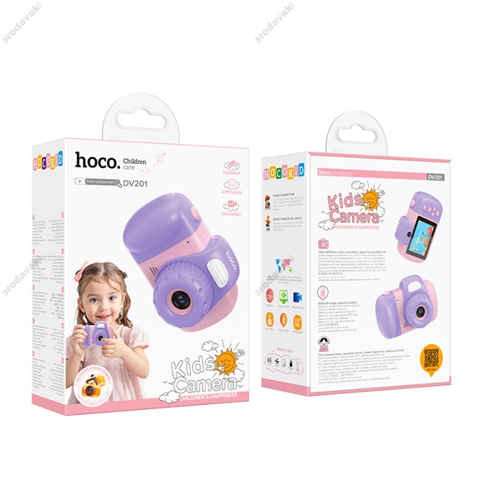 Фотоапарат дитячий HOCO DV201 Dual lens children camera Pink