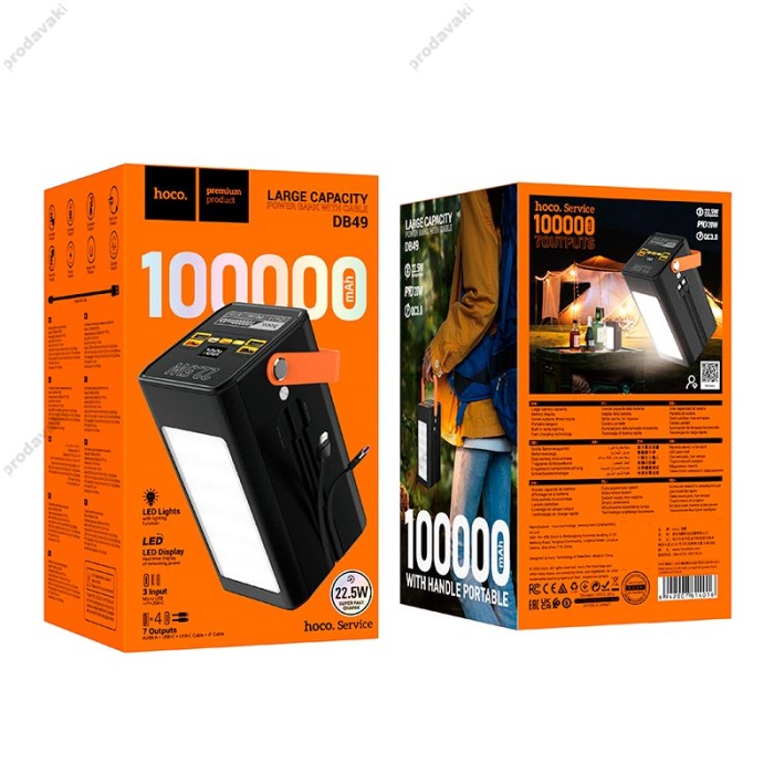 Повербанк портативний акумулятор Power bank Hoco DB49 Action fully compatible 100 000mAh 22.5W Black