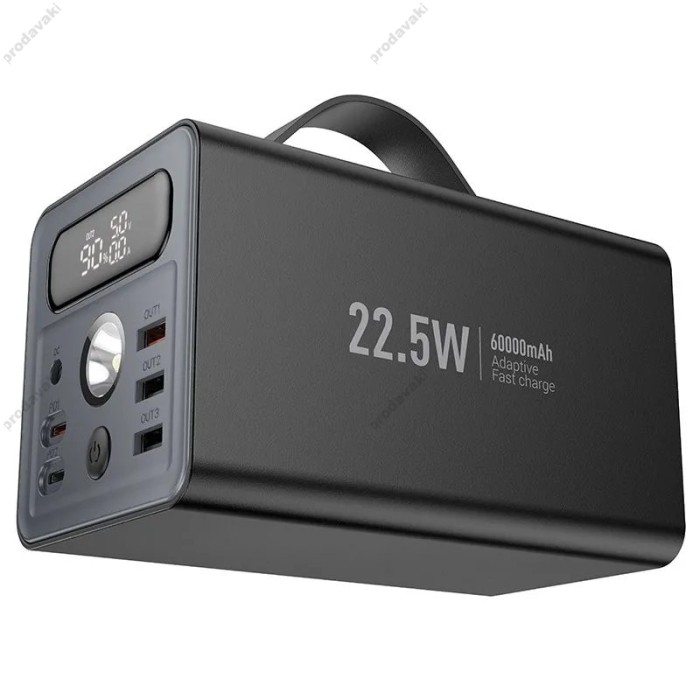 Повербанк портативний акумулятор Power bank Hoco J138 Distant DC 12V 22.5W 60000 mAh Black