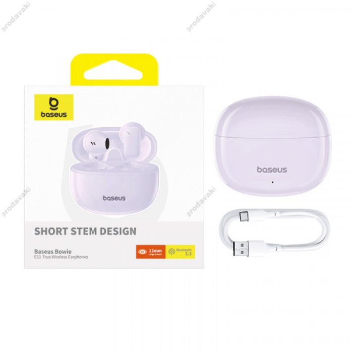 Бездротові Bluetooth навушники Baseus Bowie E11 True Wireless Earphones BT 5.3 Purple A00053500533-Z1