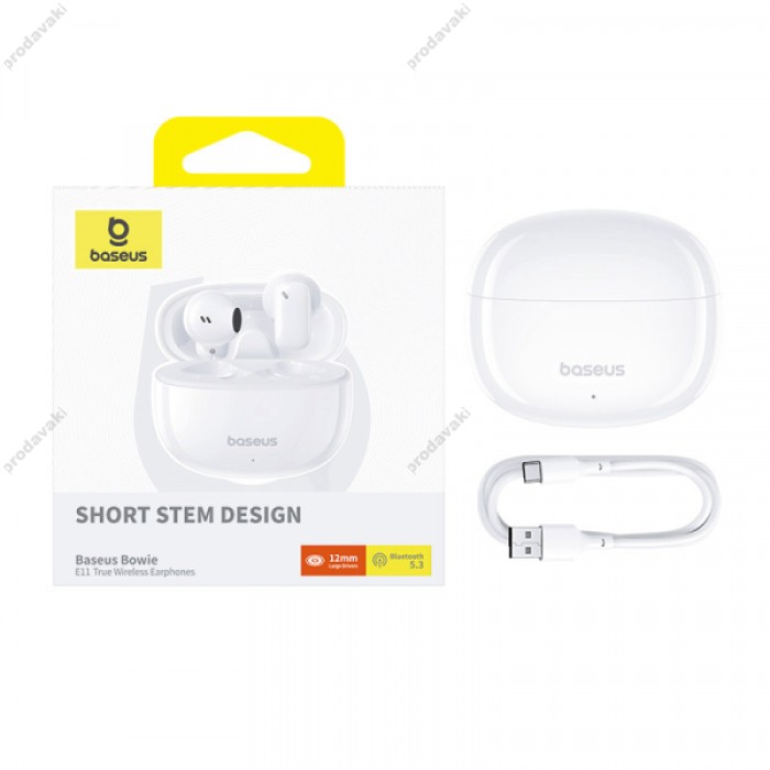 Бездротові Bluetooth навушники Baseus Bowie E11 True Wireless Earphones BT 5.3 White A00053500213-Z1