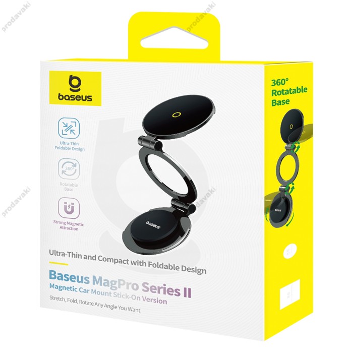 Автомобільний тримач Baseus MagPro Series II Magnetic Car Mount Stick-on Version Black C40172900121-00