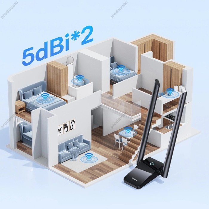 Бездротовий WiFi Адаптер Baseus FastJoy Series 1300Mbps External Antenna Black (B01317600111-05)