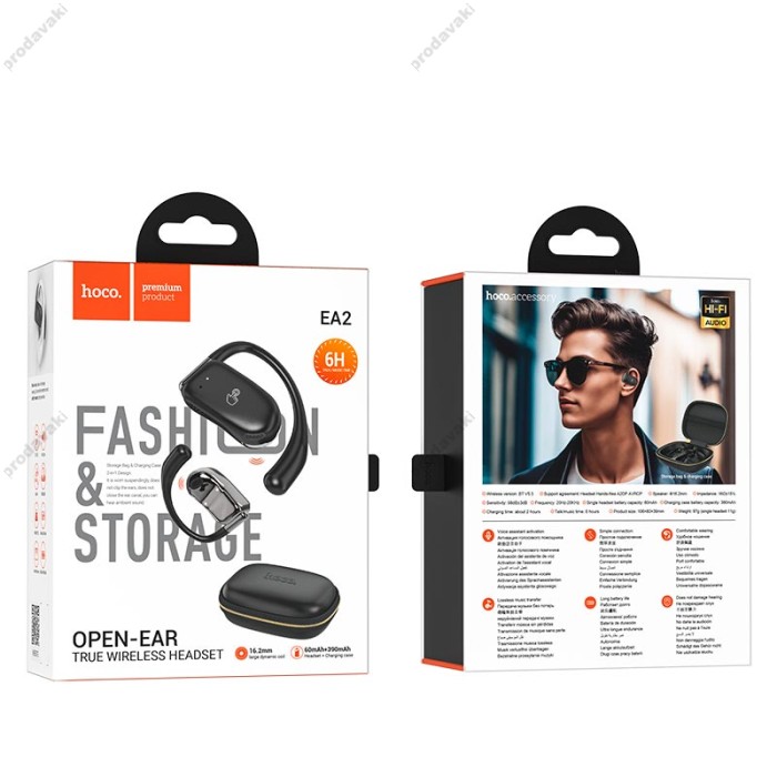 Бездротові Bluetooth навушники Hoco EA2 Graceful open true wireless headset BT 5.3 Black