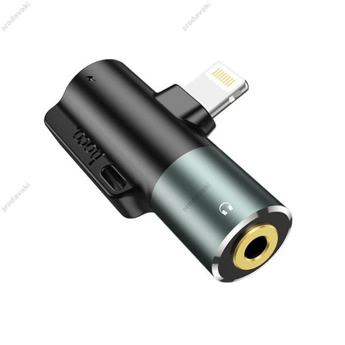 Кабель перехідник Adapter Hoco LS32 digital 3.5 audio converter for Lightning 2A Grey