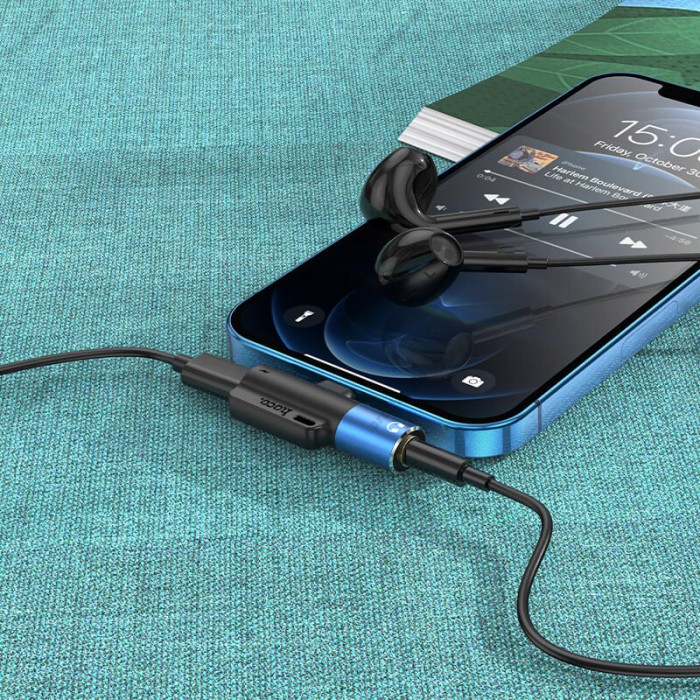 Кабель перехідник Adapter Hoco LS32 digital 3.5 audio converter for Lightning 2A Grey