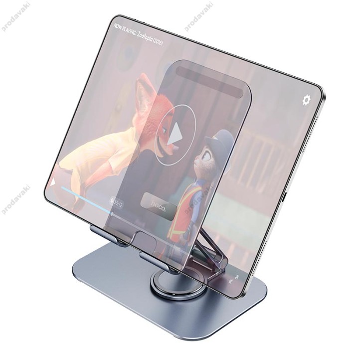 Настільний тримач Hoco PH50 Plus Ivey dual axis rotating metal tablet desktop holder 4.5-12" Grey